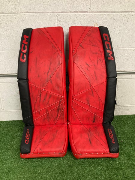 Red 30" Intermediate CCM Axis 2.5 Goalie Leg Pads (Used)