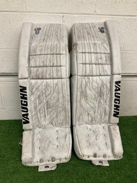 White 30" Intermediate Vaughn Velocity VE8 Goalie Leg Pads (Used)