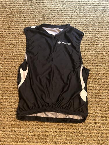 Orca Cycling Biker Shirt Mens Small Black 1/4 Zip Biking Bicycle Triathlon Tank