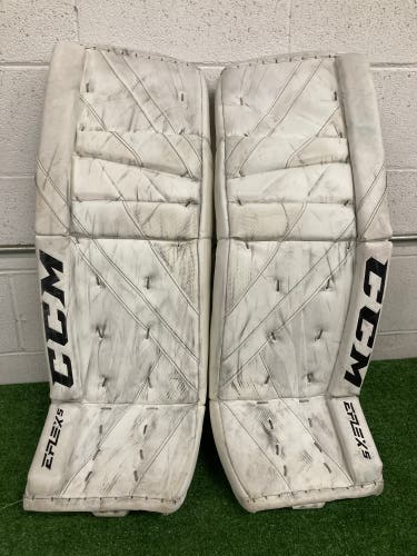 White 34" Senior CCM Eflex 5 Goalie Leg Pads (Used)