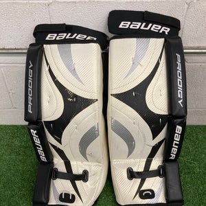 White 20" Youth Bauer Prodigy Goalie Leg Pads (Used)