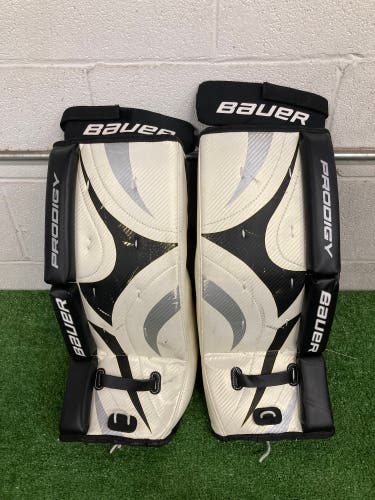 White 20" Youth Bauer Prodigy Goalie Leg Pads (Used)