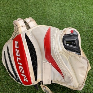 White Intermediate Bauer Total One Goalie Gloves & Blockers Regular (Used)