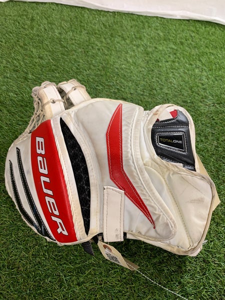White Intermediate Bauer Total One Goalie Gloves & Blockers Regular (Used)