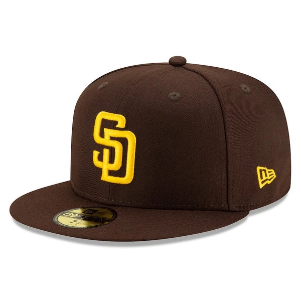 BROWN SAN DIEGO PADRES NEW ERA FITTED 7 3/4 FLAT BILL HAT