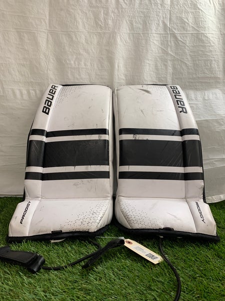 White Medium 22+ Youth Bauer GSX Prodigy Goalie Leg Pads (Used)