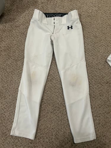 White Unisex Small Youth Under Armour Game Pants (Used)