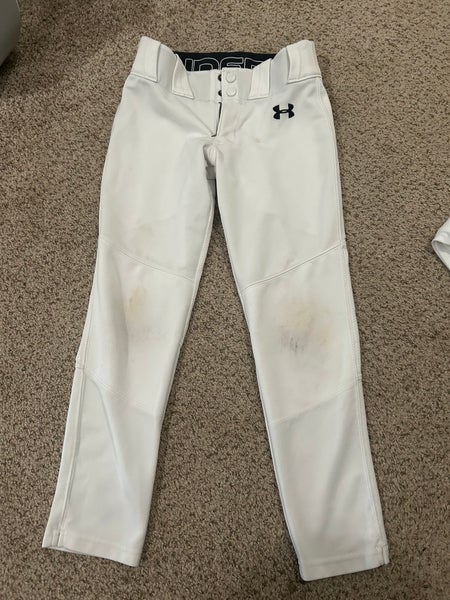 White Unisex Small Youth Under Armour Game Pants (Used)