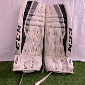 White 34" Senior CCM EFlex 2 Goalie Leg Pads (Used)