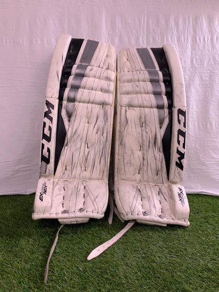White 34" Senior CCM EFlex 2 Goalie Leg Pads (Used)