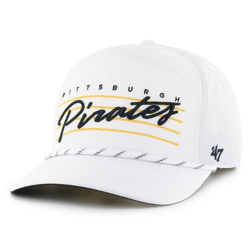 Pittsburgh Pirates Mens '47 White Downburst Hitch Script Snapback Hat