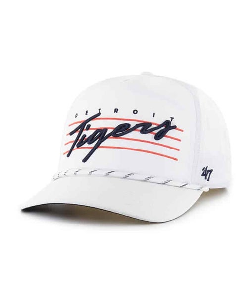 Detroit Tigers Mens '47 White Downburst Hitch Script Snapback Hat