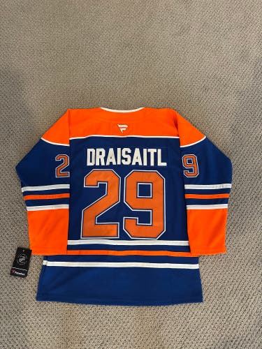 Leon Draisaitl Edmonton Oilers home jersey w SCF25 patch size 50/medium