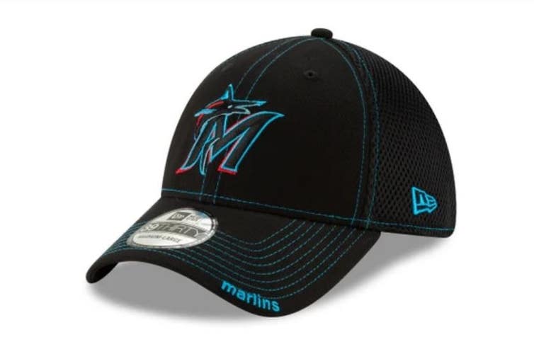 Miami Marlins New Era MLB Neo 39THIRTY Stretch Fit Flex Mesh Cap Hat