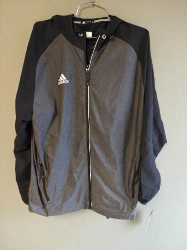 Adidas Full Zip Hooded Jacket Black/Gray Mens Size Large 6704A