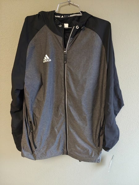 Adidas Full Zip Hooded Jacket Black/Gray Mens Size Large 6704A