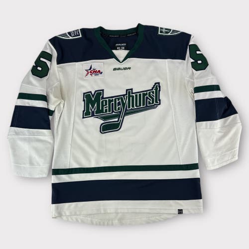 Pro Stock Used Size 52 Bauer Mercyhurst University Game Jersey Isbell