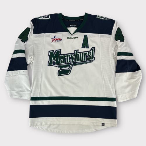 Pro Stock Used Size 52 Bauer Mercyhurst University Game Jersey Knott