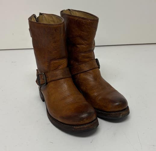 Frye Veronica Bootie Cognac Leather Rear Zip Women's Boots US 8 B GREAT