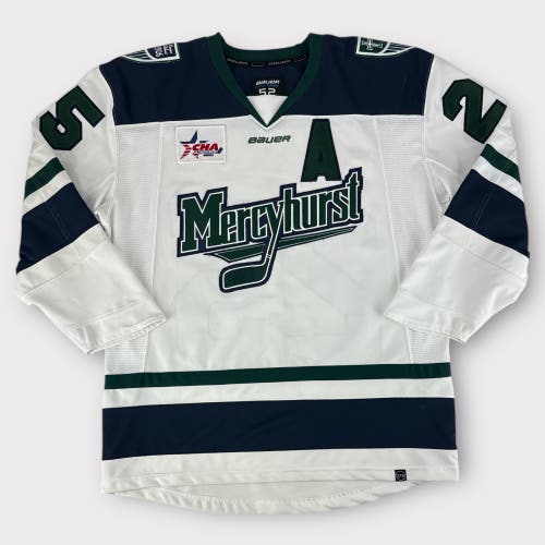 Pro Stock Used Size 52 Bauer Mercyhurst University Game Jersey Skinner