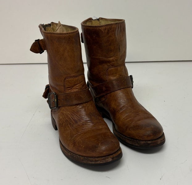 Frye Veronica Bootie Cognac Leather Rear Zip Women's Boots US 6 B GREAT