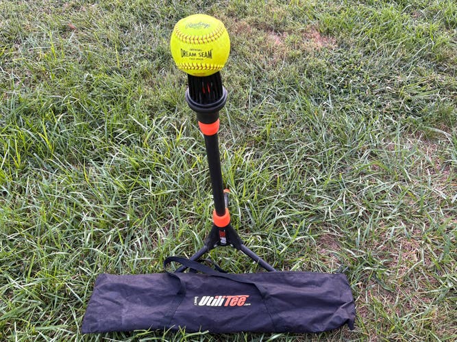 (Used)Bownet UtiliTee Brush Top batting tee w/Extra new covered brush top