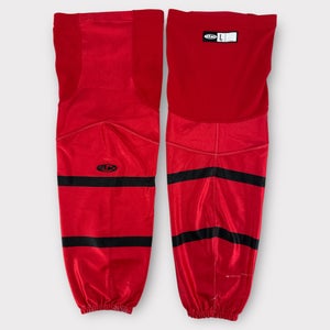Pro Stock Used AK Large & XL Rapid City Rush Red Alternate/Third Hockey Socks