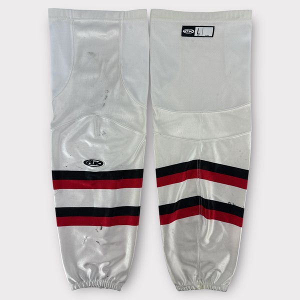 Pro Stock Used AK Large & XL Rapid City Rush White Away Hockey Socks