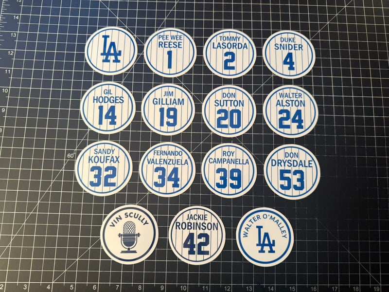 Las Angeles Dodgers Retired Player Numbers Vinyl Decals World Series  MLB