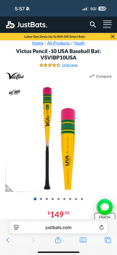 Victus USABat Certified Bat (-10) 18 oz 28" (Used)