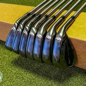 TaylorMade Qi Gunmetal Irons 5-PW/AW SteelFiber 90g Stiff Graphite Golf Set
