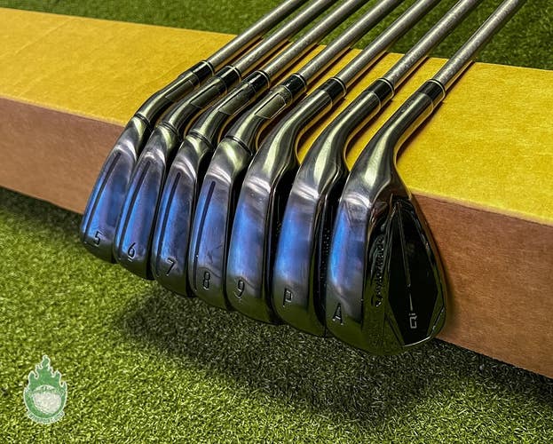 TaylorMade Qi Gunmetal Irons 5-PW/AW SteelFiber 90g Stiff Graphite Golf Set