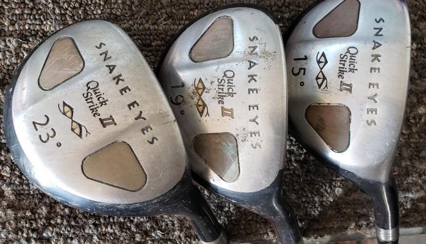 3 SNAKE EYES QUICK STRIKE II HYBRID GOLF CLUBS 3 5 & 7 15 19 & 20 DEG EXCELL