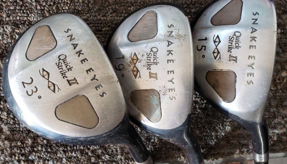 3 SNAKE EYES QUICK STRIKE II HYBRID GOLF CLUBS 3 5 & 7 15 19 & 20 DEG EXCELL