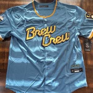 Milwaukee Brewers Brew Crew Jackson Chourio Adult Large Jersey NWT