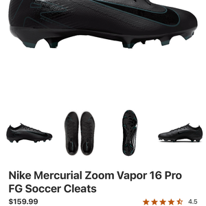 Black Unisex Size M 7.0 (W 8.0) Nike Cleats (Used)