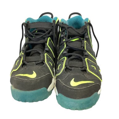 Used Nike AIR MORE UPTEMPO Basketball Shoes Y Black And Green Youth 06.5 11479-S000402706