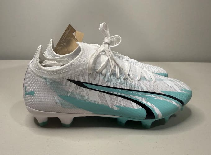 Size 8.5 Women’s Puma Ultra Match Rush FG/AG Soccer Cleats White Elektro Aqua