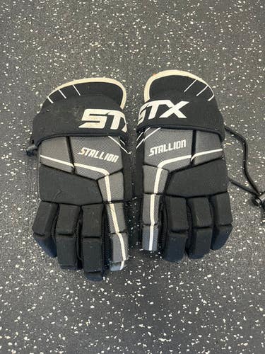 Used STX STALLION 50 Lacrosse Gloves Junior Black 8" 11849-S000031258