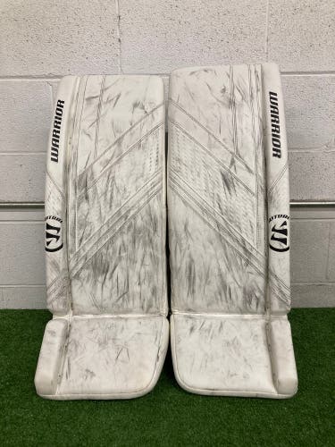 White 30" Intermediate Warrior Ritual g6 Goalie Leg Pads (Used)