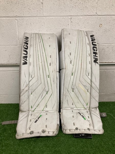 White 28" Junior Vaughn Ventus SLR2 Goalie Leg Pads (Used)