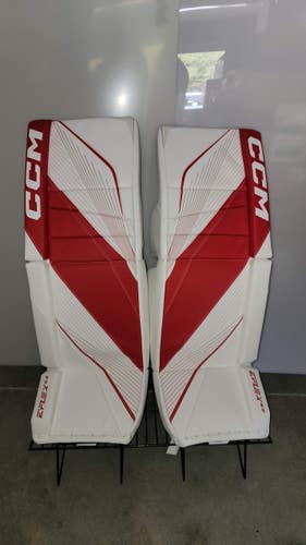 33+1" CCM Eflex 6.5 Goalie Leg Pads (New) - White/Red
