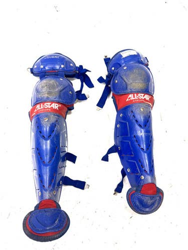 Used All Star LG912PS Catchers Leg Guards Navy Blue Intermed 11860-S000297029