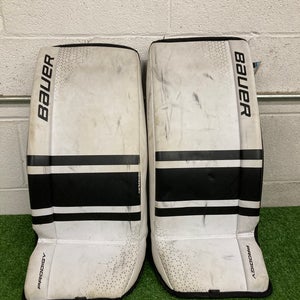 White Large Youth Bauer Prodigy Goalie Leg Pads (Used)