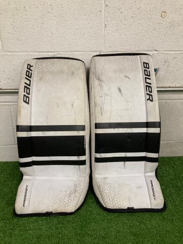 White Large Youth Bauer Prodigy Goalie Leg Pads (Used)