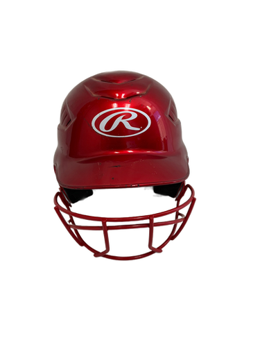 Used Rawlings RCFH Batting Helmet w/Mask Red One Size 11692-S000140721