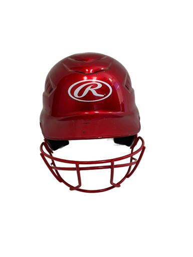 Used Rawlings RCFH Batting Helmet w/Mask Red One Size 11692-S000140721