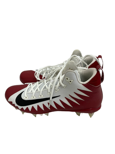 Used Nike ALPHA MENACE PRO MID Adult FB Cleats White And Red Senior 12.5 11692-S000140782