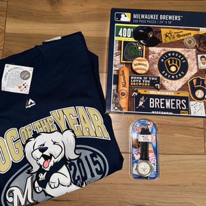 Milwaukee Brewers bundle tshirt watch & Puzzle new MLB