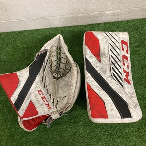 Red Intermediate CCM Axis 1.9 Goalie Gloves & Blockers Regular (Used)